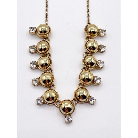 Ann Taylor Adjustable Gold Tone Bead & Crystal Statement Necklace Slider Collar - Picture 7 of 7